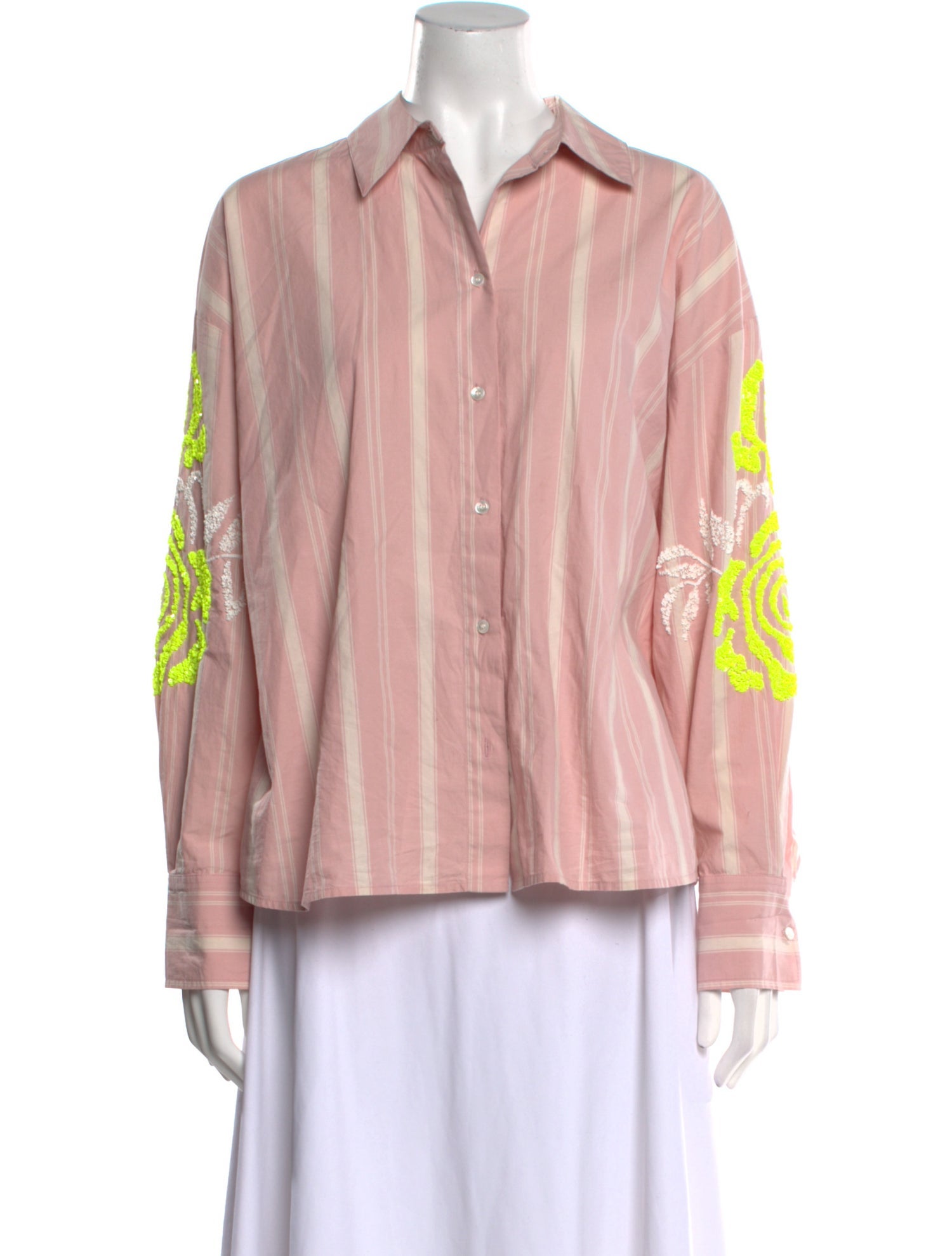 Essentiel Antwerp Striped Long Sleeve Button-Up Top