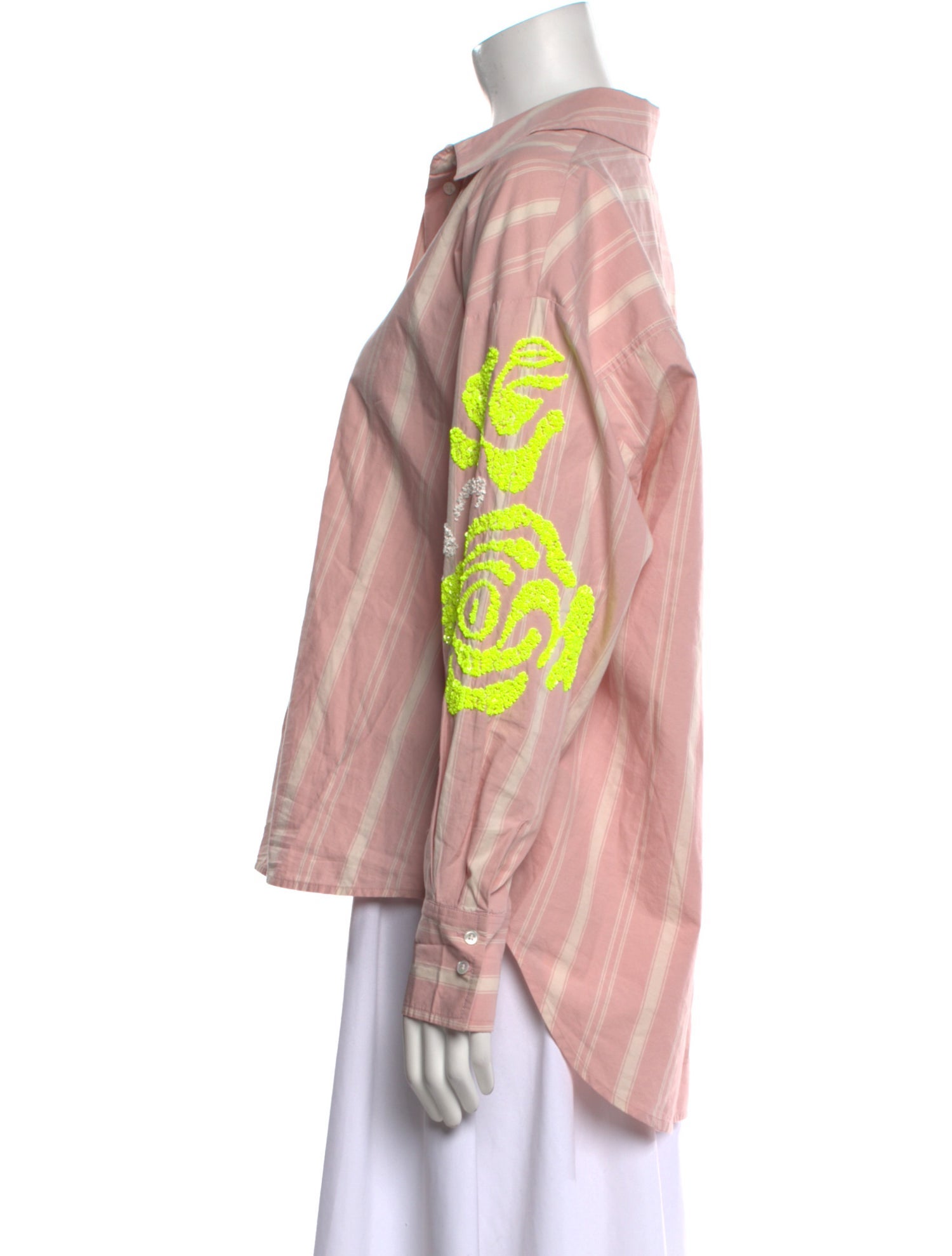 Essentiel Antwerp Striped Long Sleeve Button-Up Top