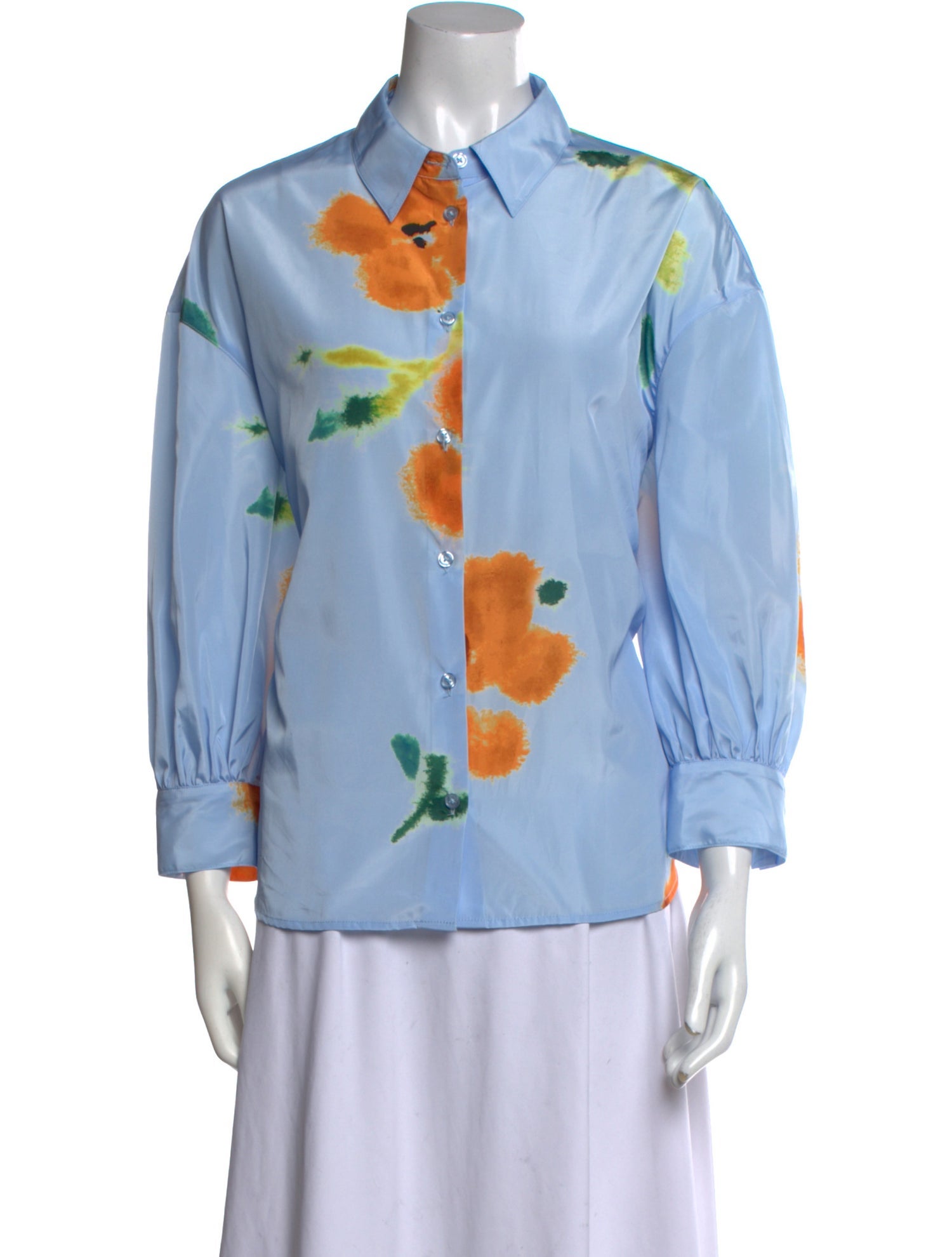 Essentiel Antwerp Printed Three-Quarter Sleeve Button-Up Top