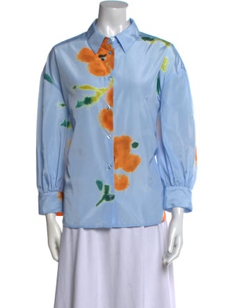 Essentiel Antwerp Printed Three-Quarter Sleeve Button-Up Top