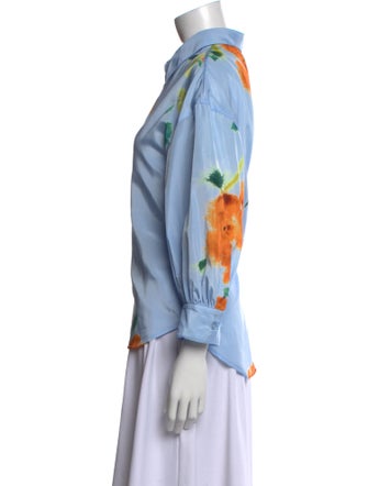 Essentiel Antwerp Printed Three-Quarter Sleeve Button-Up Top