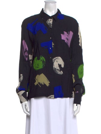 Essentiel Antwerp Printed Long Sleeve Button-Up Top