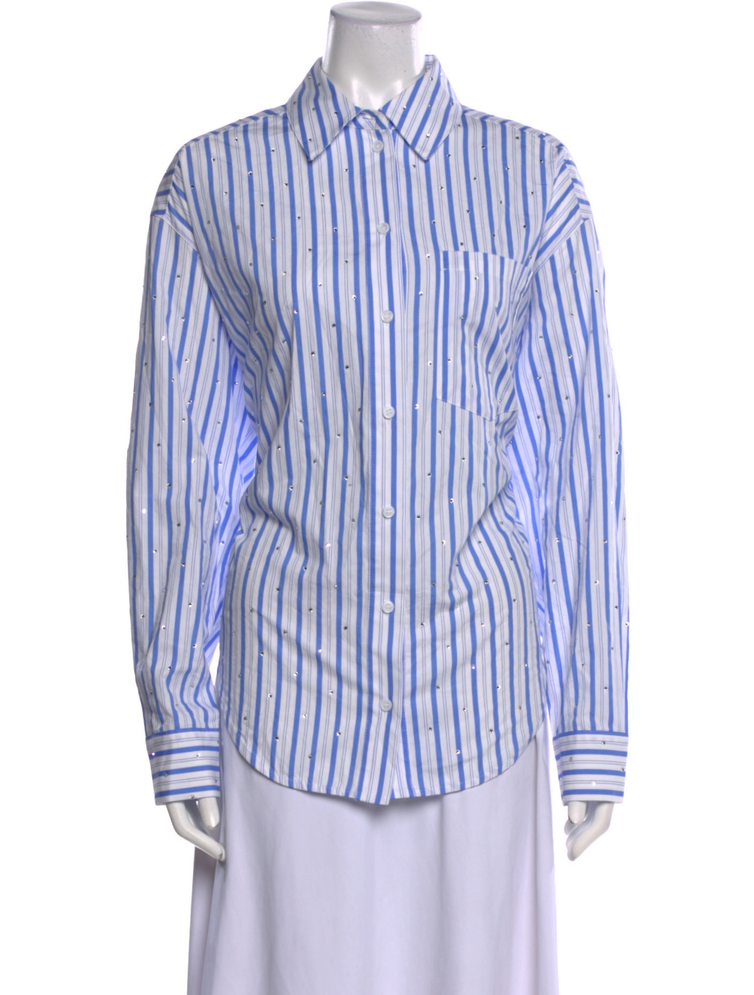 Essentiel Antwerp Striped Long Sleeve Button-Up Top