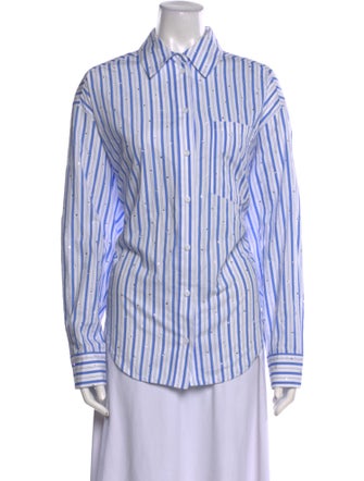 Essentiel Antwerp Striped Long Sleeve Button-Up Top