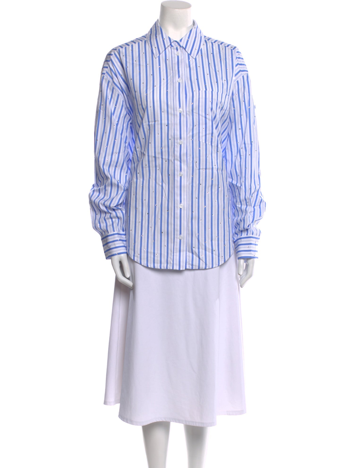 Essentiel Antwerp Striped Long Sleeve Button-Up Top