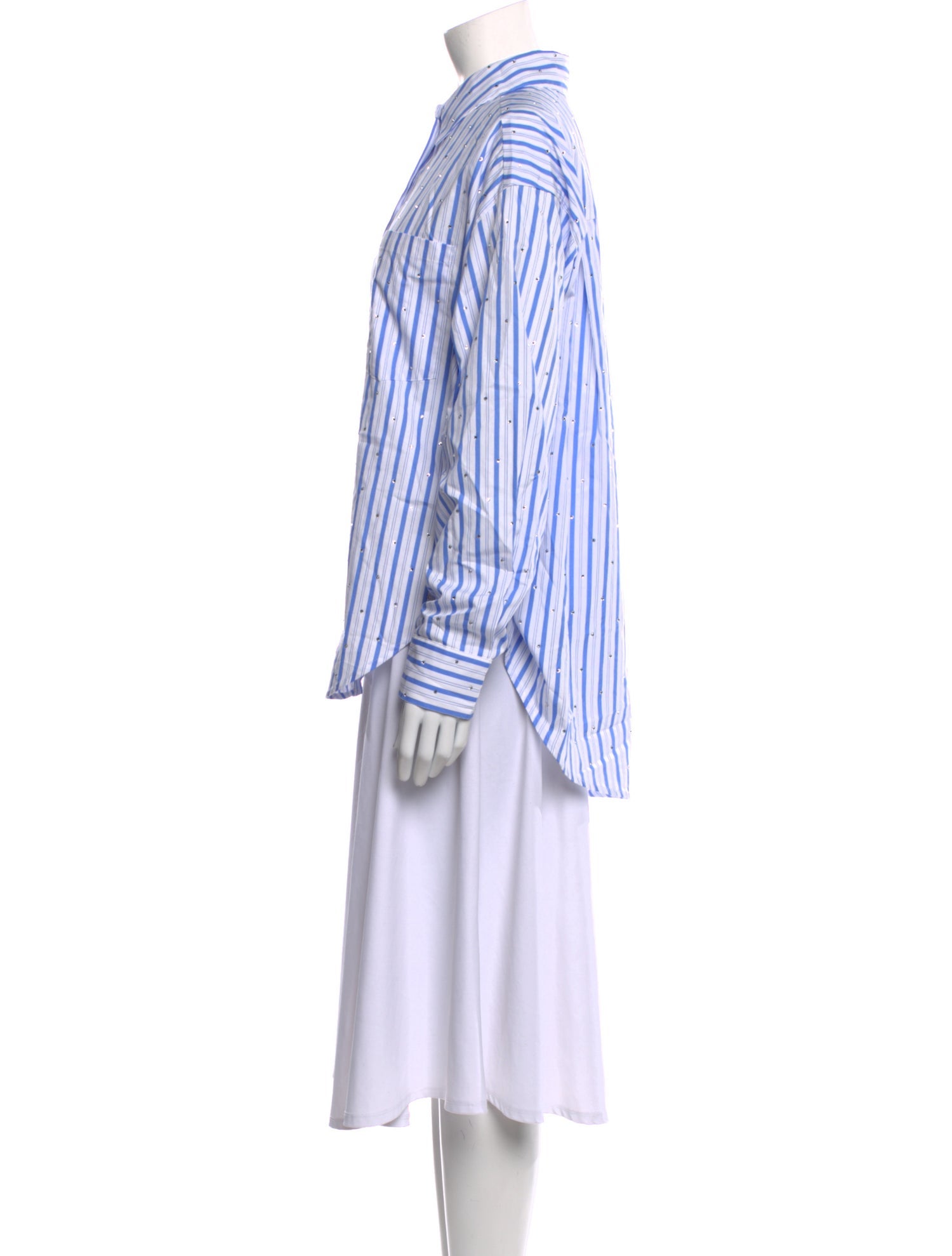 Essentiel Antwerp Striped Long Sleeve Button-Up Top