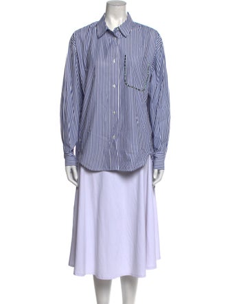 Essentiel Antwerp Striped Long Sleeve Button-Up Top