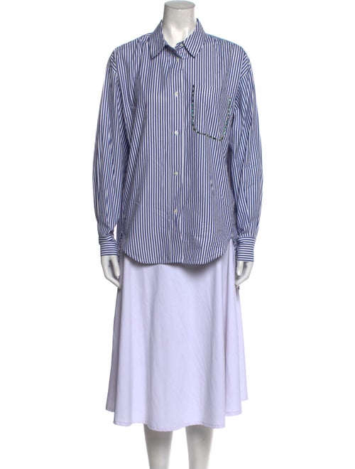 Essentiel Antwerp Striped Long Sleeve Button-Up Top