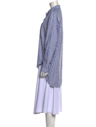 Essentiel Antwerp Striped Long Sleeve Button-Up Top