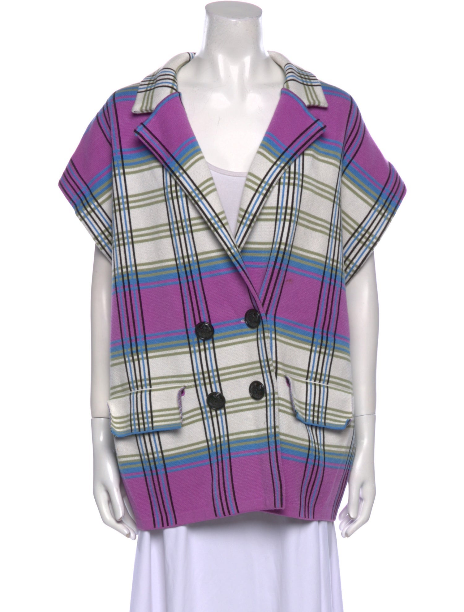 Essentiel Antwerp Plaid Print V-Neck Tunic