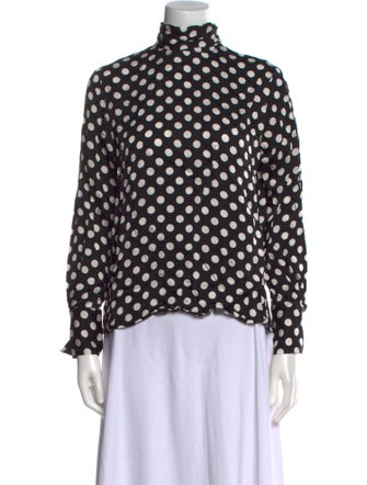 Essentiel Antwerp Polka Dot Print Mock Neck Blouse