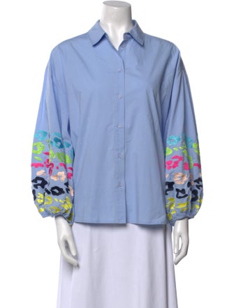 Essentiel Antwerp Printed Three-Quarter Sleeve Button-Up Top