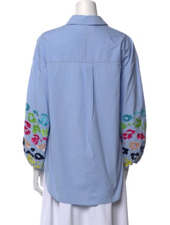 Essentiel Antwerp Printed Three-Quarter Sleeve Button-Up Top