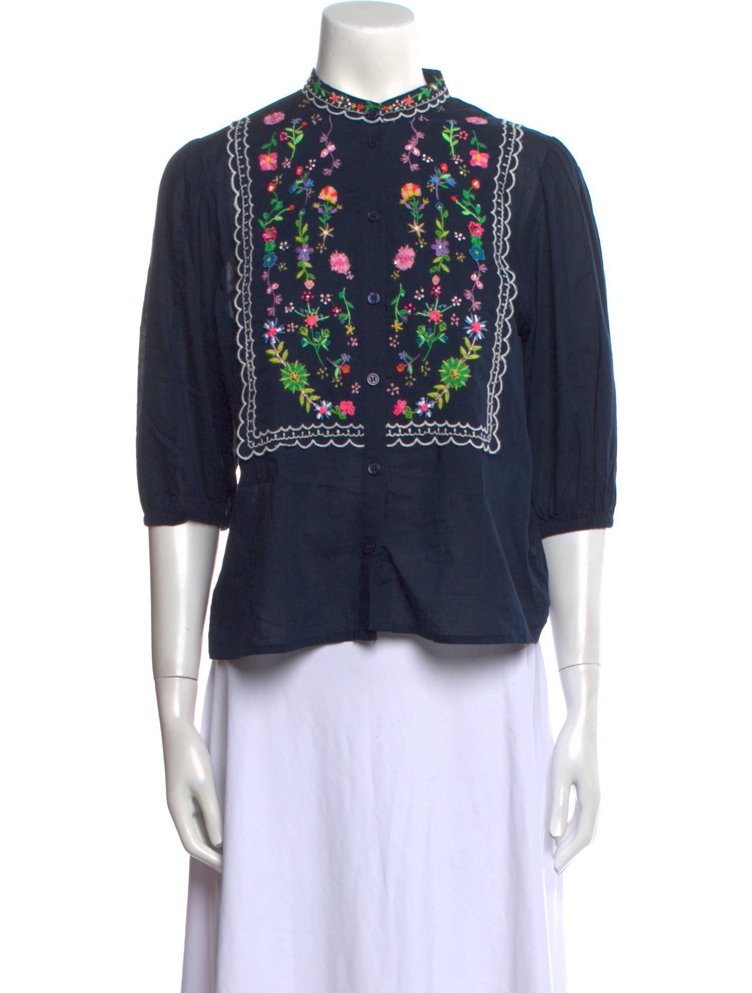 Essentiel Antwerp Printed Mock Neck Crop Top