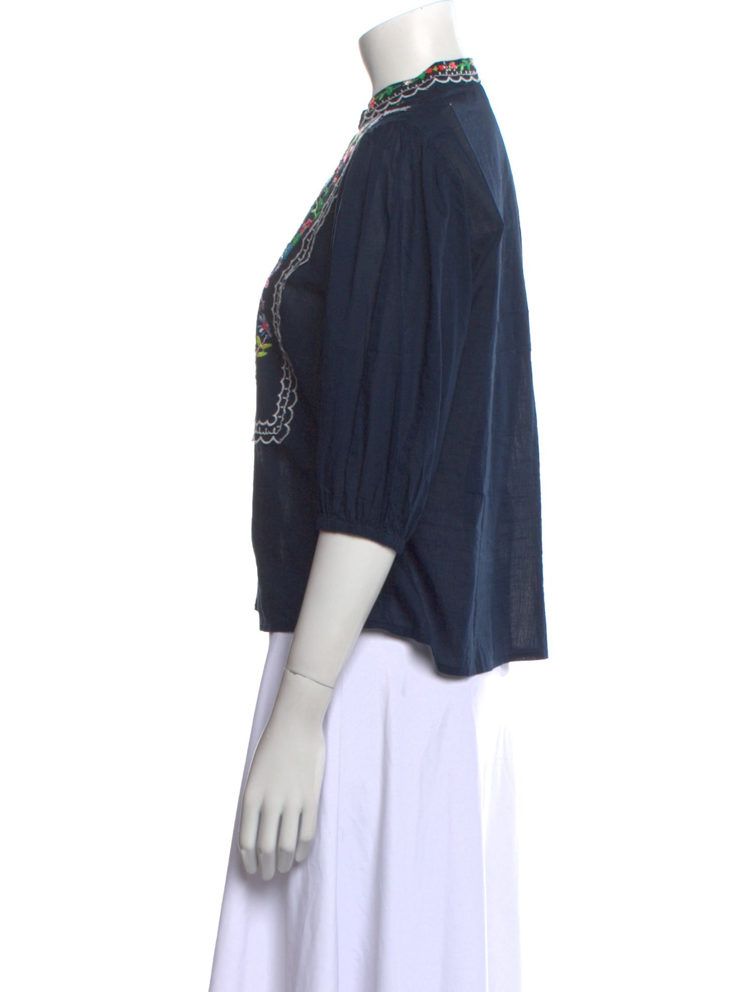 Essentiel Antwerp Printed Mock Neck Crop Top