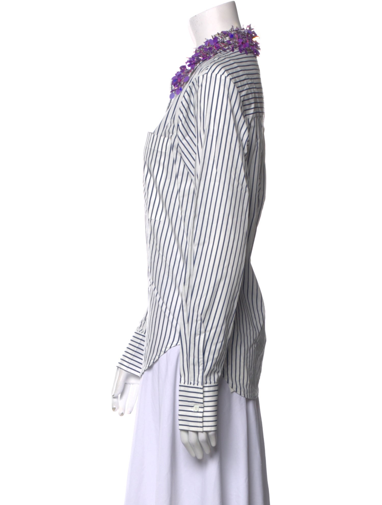 Essentiel Antwerp Striped Long Sleeve Button-Up Top