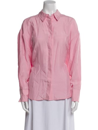Essentiel Antwerp Silk Long Sleeve Button-Up Top