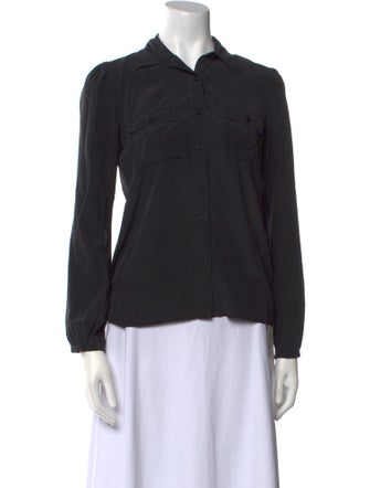 Essentiel Antwerp Silk Long Sleeve Button-Up Top