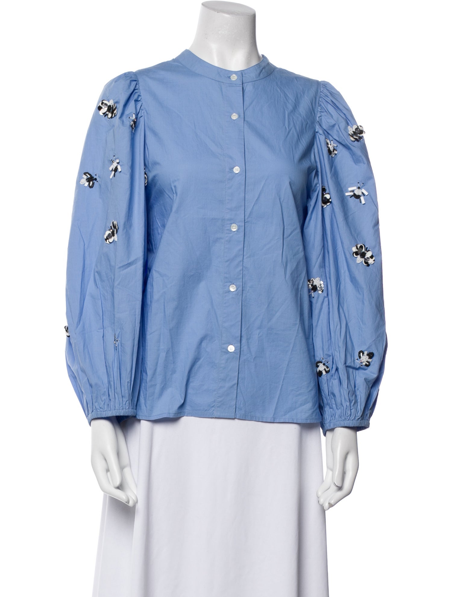 Essentiel Antwerp Crew Neck Long Sleeve Button-Up Top