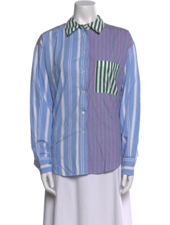 Essentiel Antwerp Striped Long Sleeve Button-Up Top
