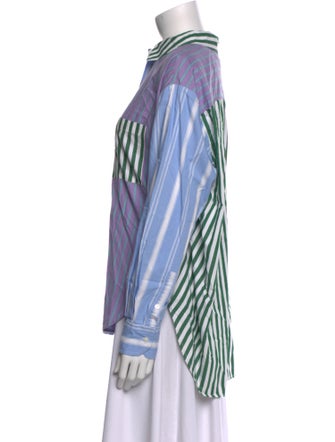 Essentiel Antwerp Striped Long Sleeve Button-Up Top
