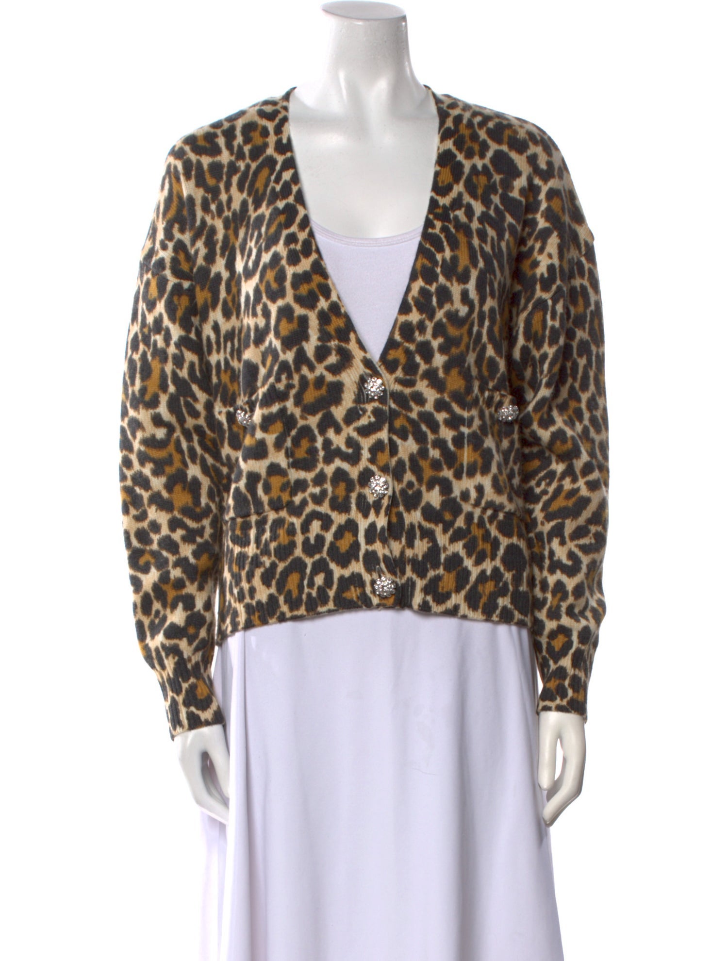 Essentiel Antwerp Animal Print V-Neck Sweater
