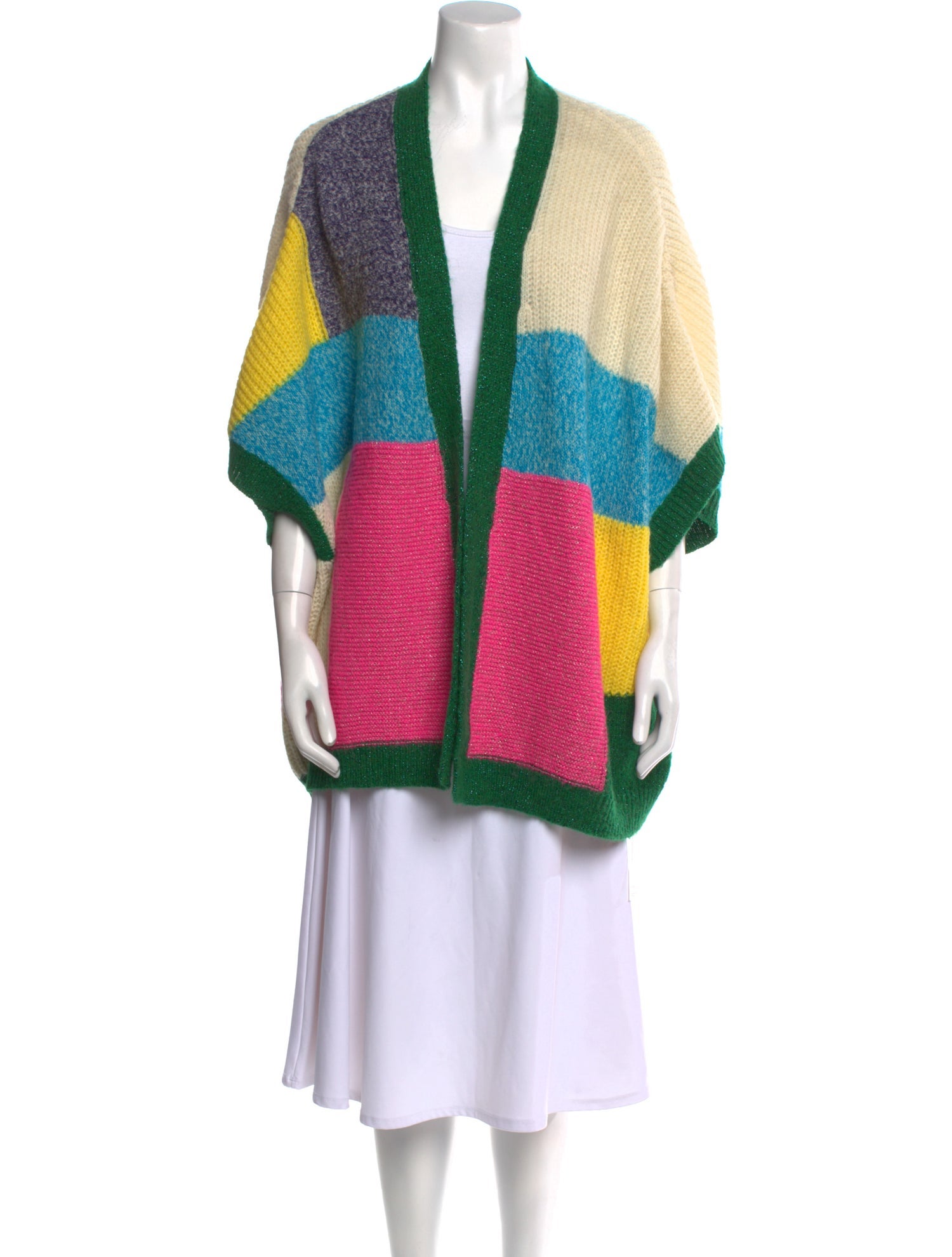 Essentiel Antwerp Colorblock Pattern Open Front Sweater
