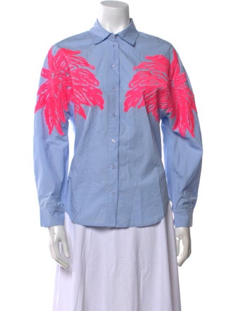 Essentiel Antwerp Graphic Print Long Sleeve Button-Up Top