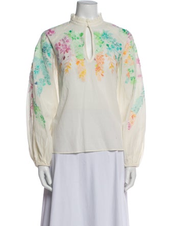 Essentiel Antwerp Floral Print Mock Neck Blouse
