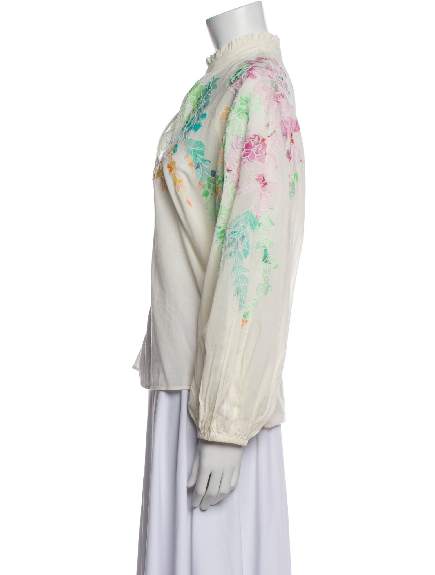 Essentiel Antwerp Floral Print Mock Neck Blouse