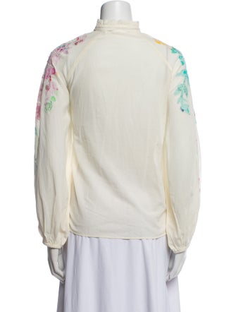 Essentiel Antwerp Floral Print Mock Neck Blouse