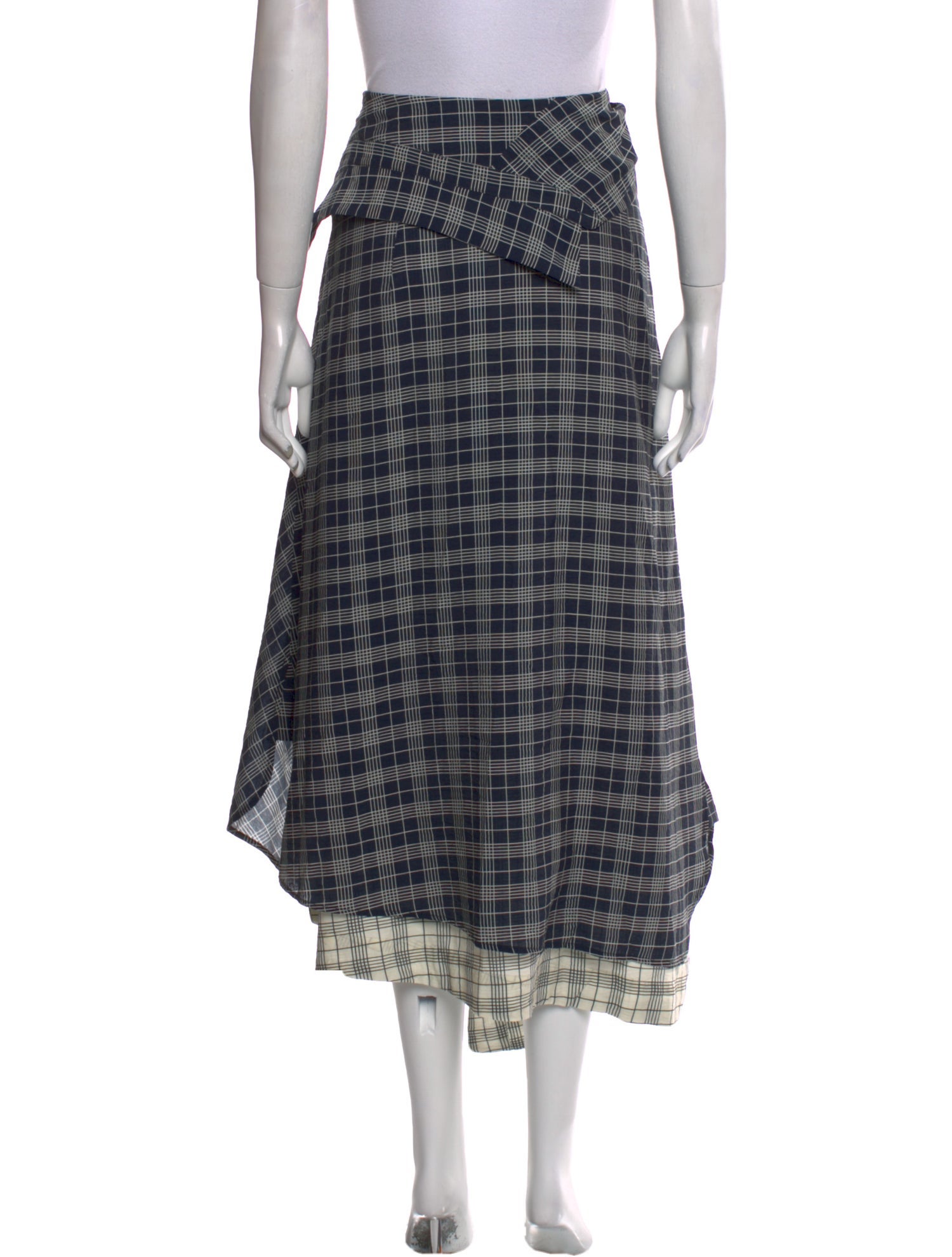 Essentiel Antwerp Plaid Print Long Skirt