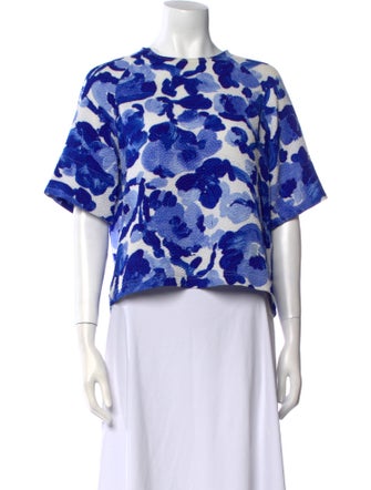Essentiel Antwerp Printed Scoop Neck Crop Top