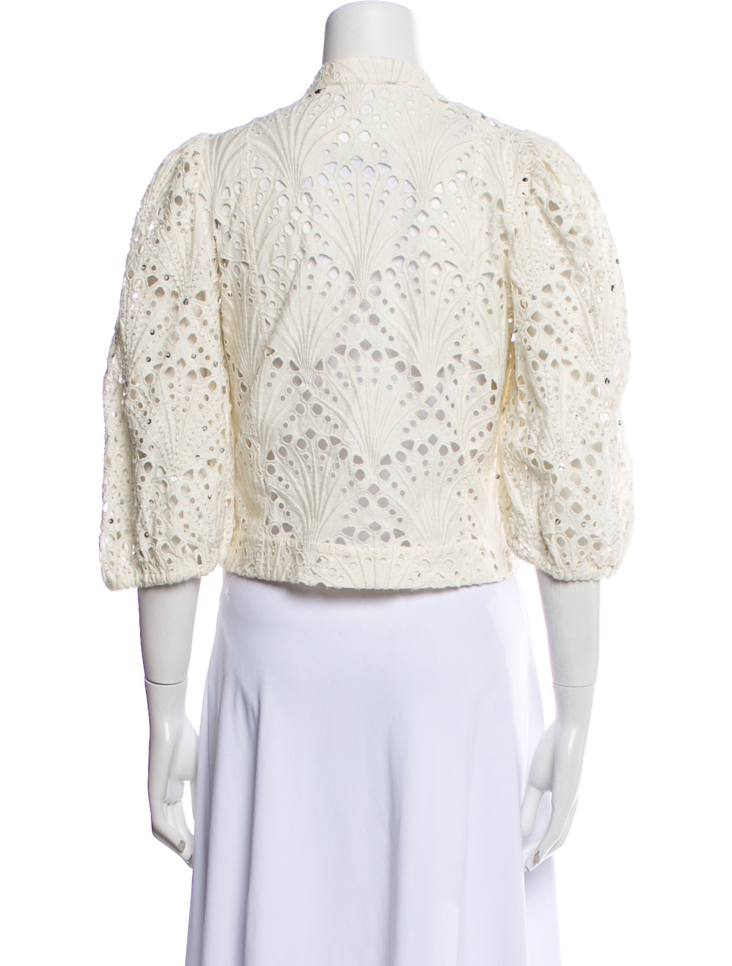Essentiel Antwerp Lace Pattern Mock Neck Crop Top