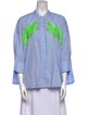 Essentiel Antwerp Mock Neck Three-Quarter Sleeve Button-Up Top