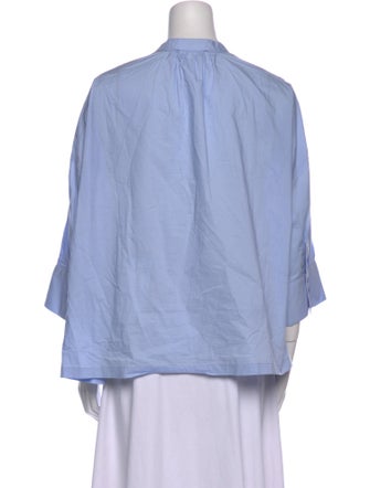 Essentiel Antwerp Mock Neck Three-Quarter Sleeve Button-Up Top