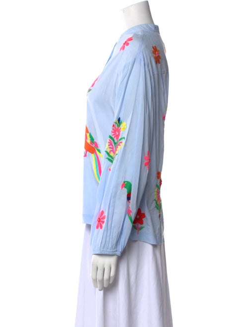 Essentiel Antwerp Floral Print Mock Neck Button-Up Top