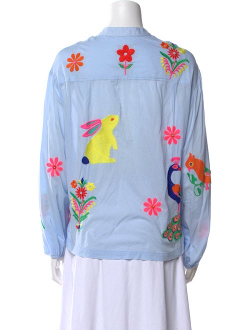 Essentiel Antwerp Floral Print Mock Neck Button-Up Top