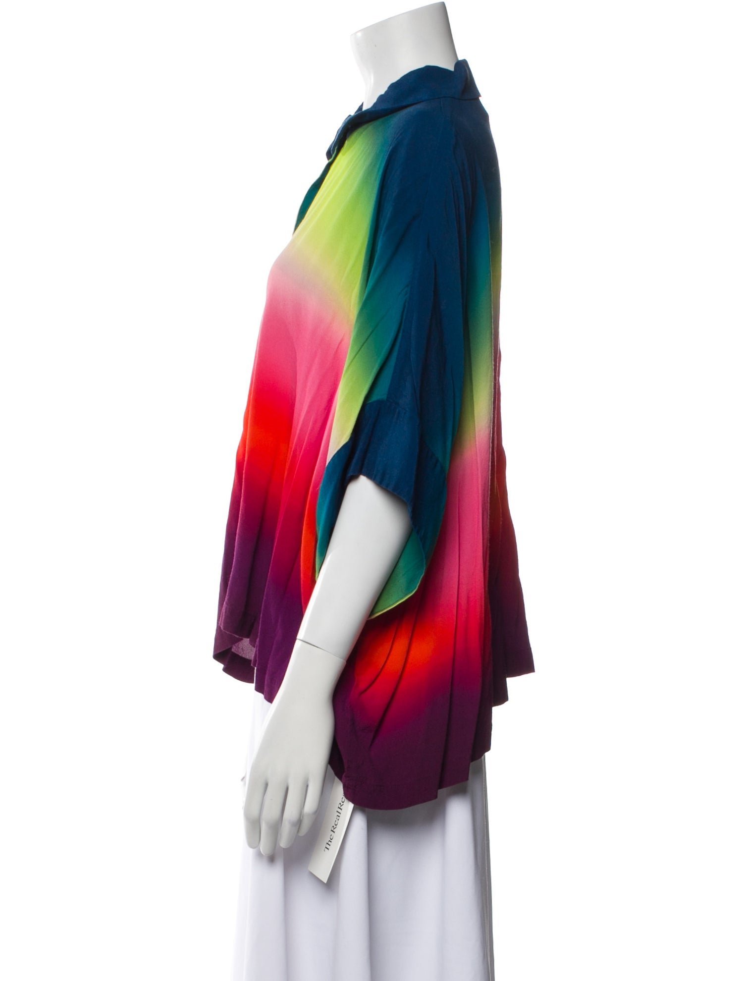 Essentiel Antwerp Colorblock Pattern Three-Quarter Sleeve Button-Up Top