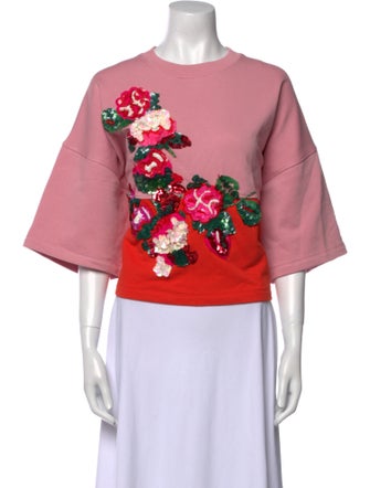 Essentiel Antwerp Graphic Print Crew Neck Crop Top