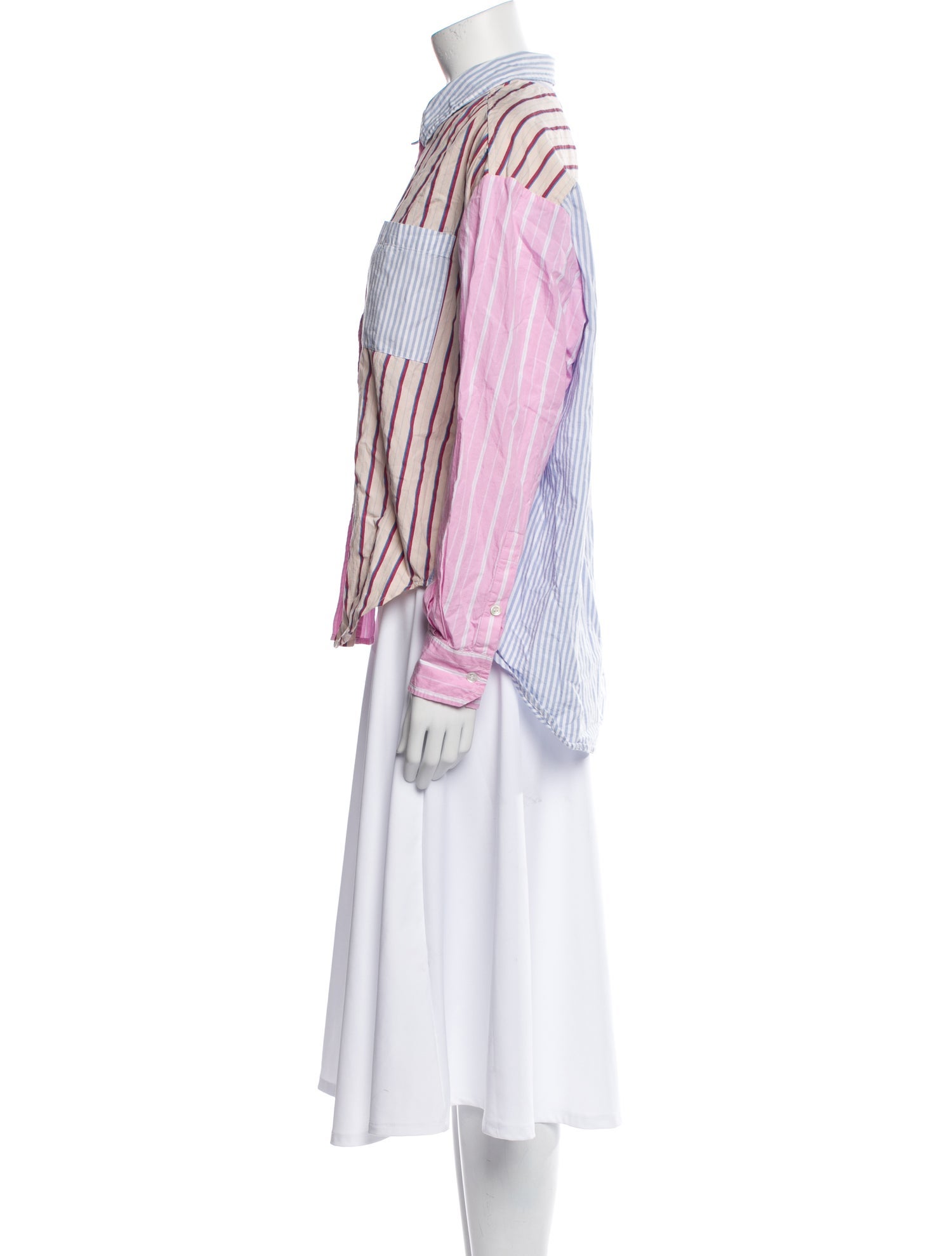 Essentiel Antwerp Striped Long Sleeve Button-Up Top