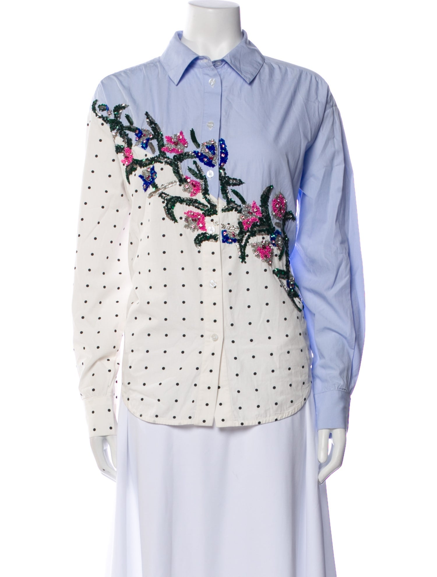 Essentiel Antwerp Printed Long Sleeve Button-Up Top w/ Tags