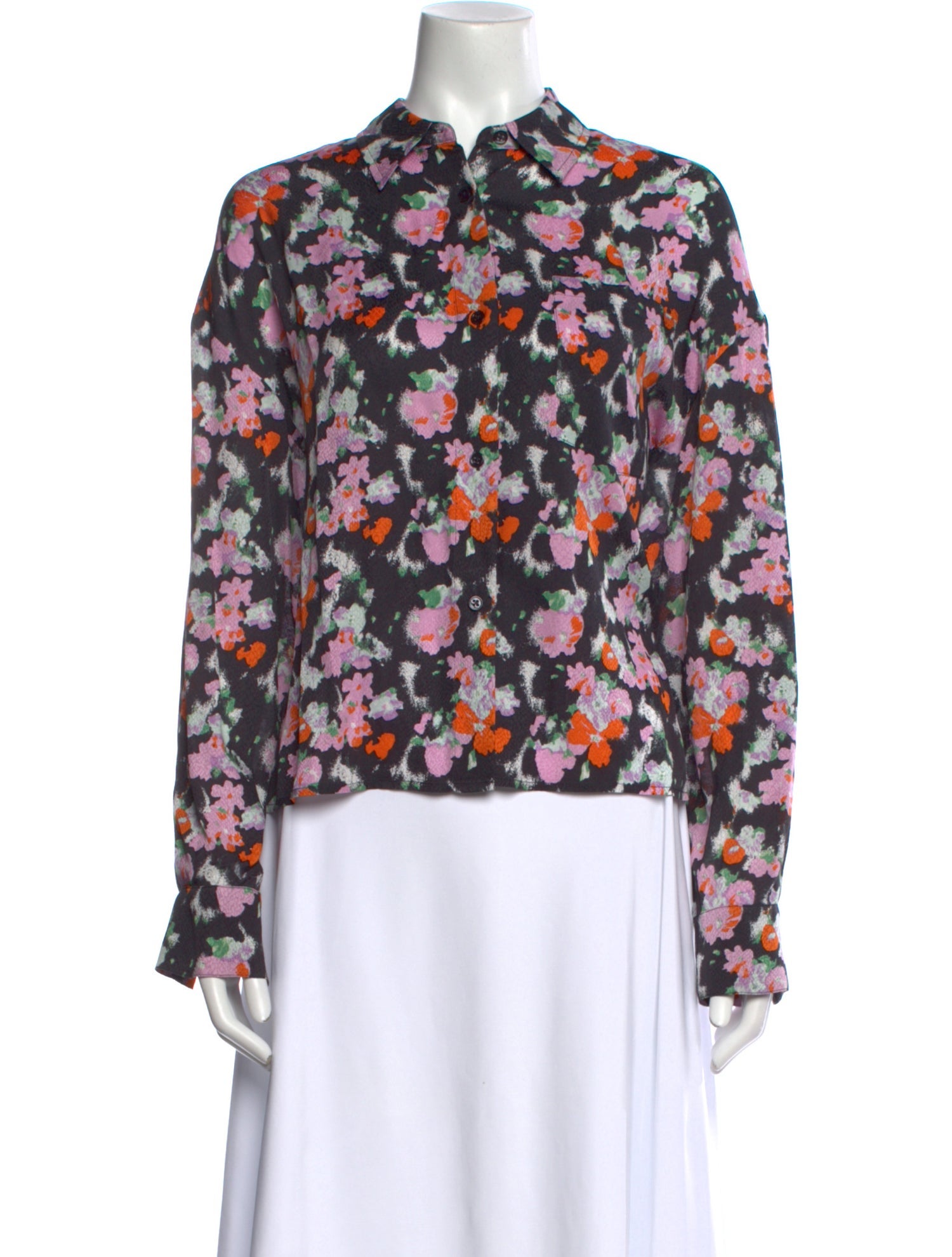 Essentiel Antwerp Floral Print Mock Neck Blouse