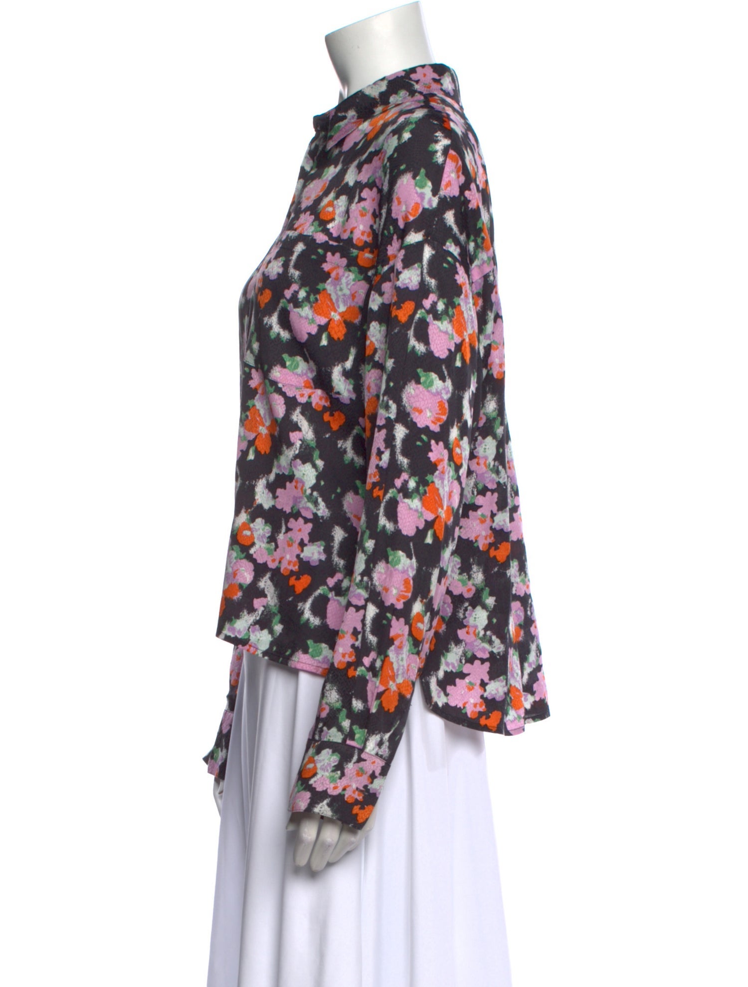 Essentiel Antwerp Floral Print Mock Neck Blouse