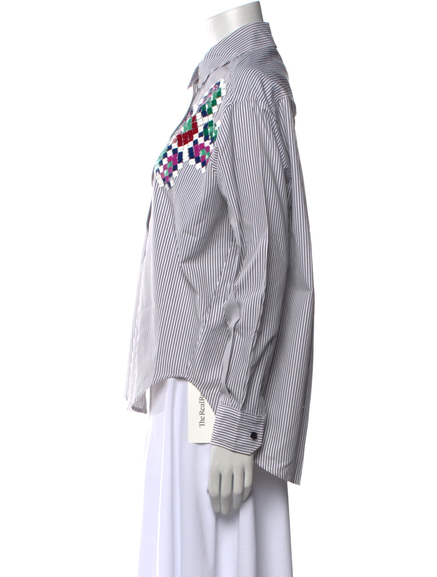 Essentiel Antwerp Striped Long Sleeve Button-Up Top