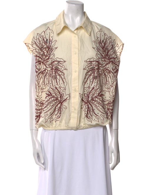 Essentiel Antwerp Printed Short Sleeve Button-Up Top