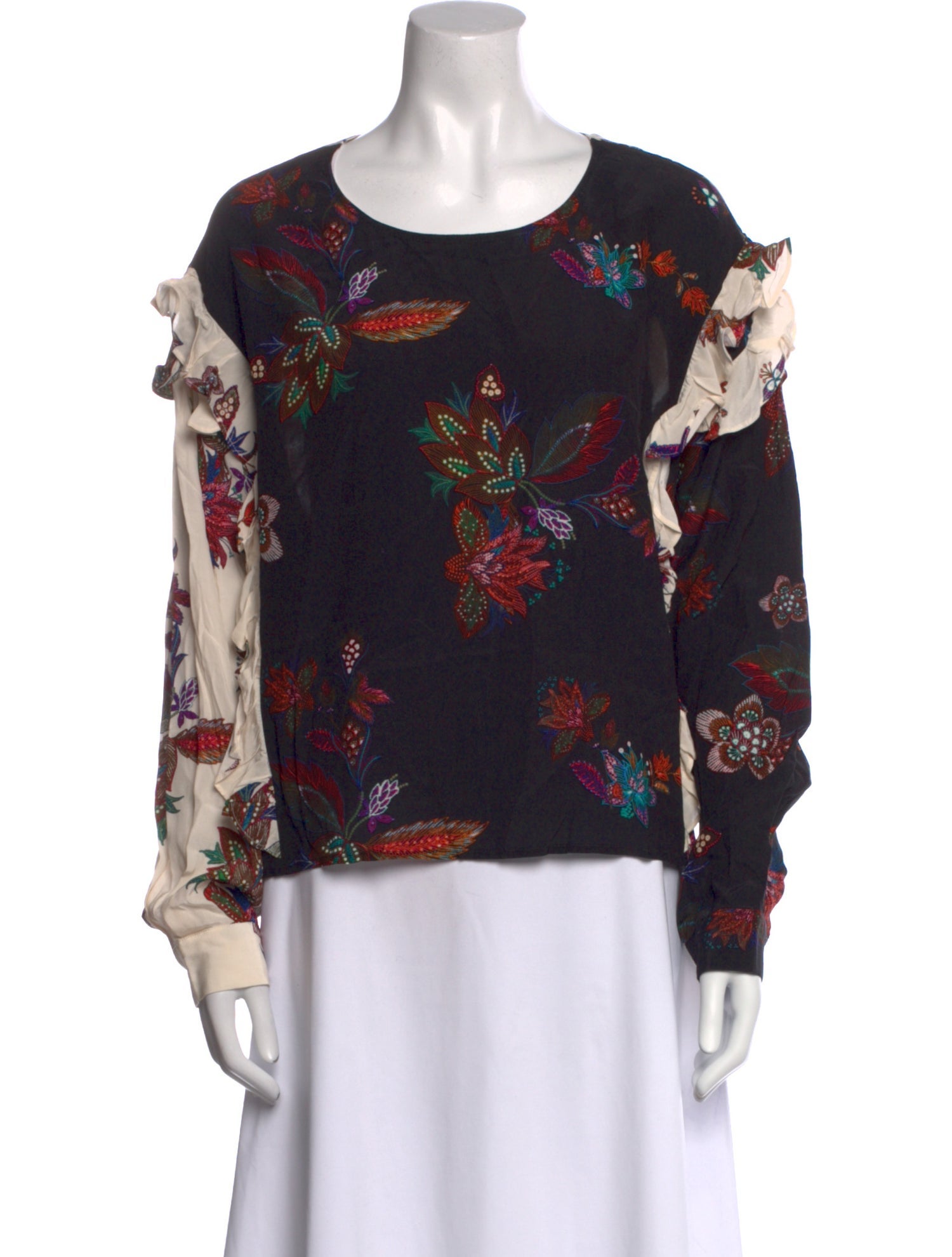Essentiel Antwerp Floral Print Bateau Neckline Blouse