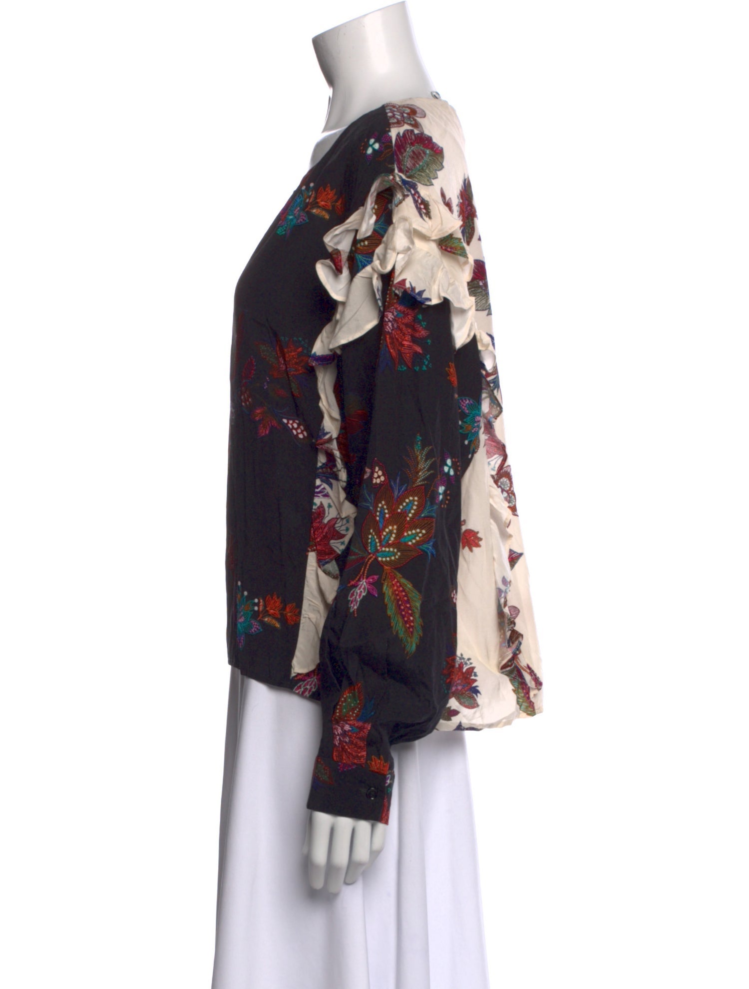 Essentiel Antwerp Floral Print Bateau Neckline Blouse