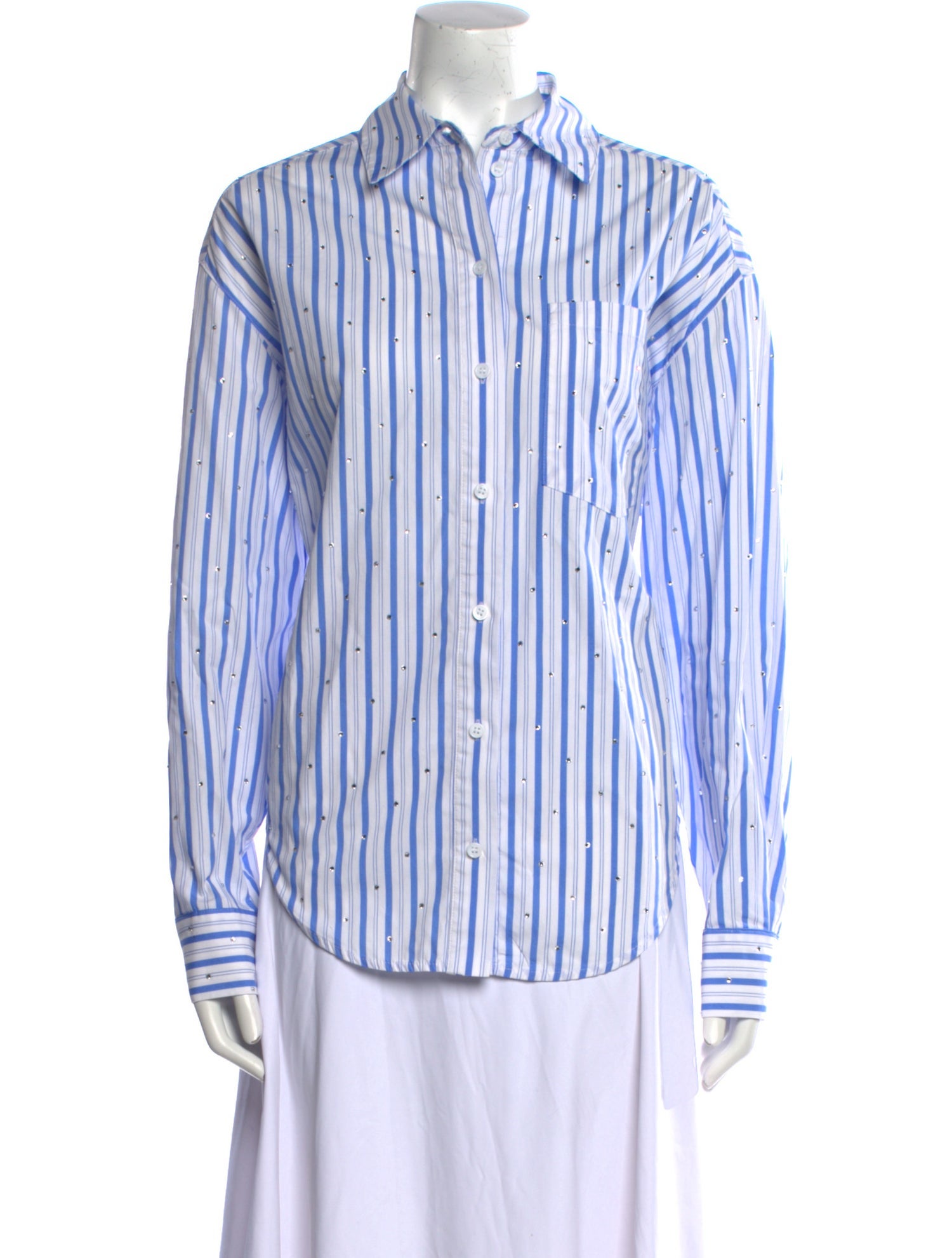 Essentiel Antwerp Striped Long Sleeve Button-Up Top