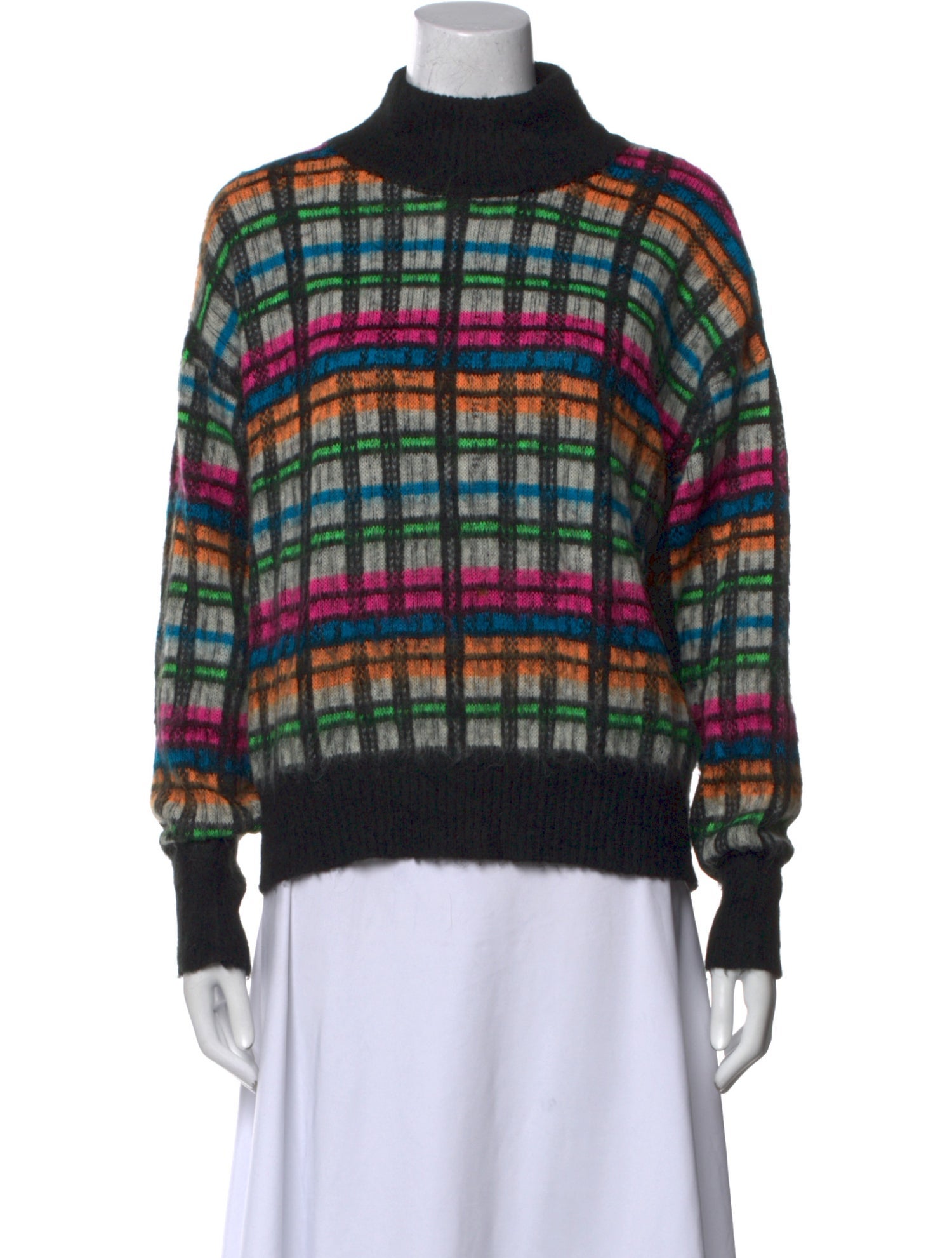 Essentiel Antwerp Plaid Print Turtleneck Sweater